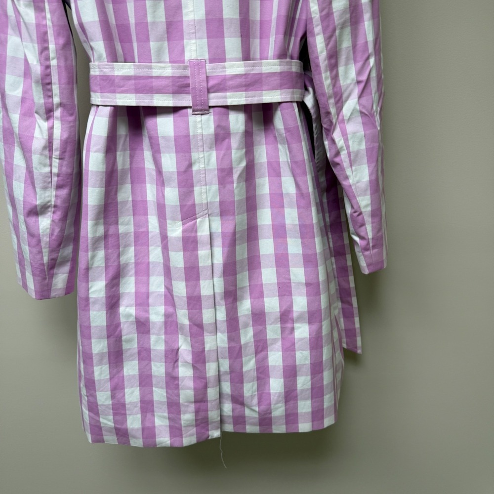 J.Crew Icon Trench Coat Womens 4 Lilac White Gingham Plaid Flirty Cute Party - Picture 9 of 16